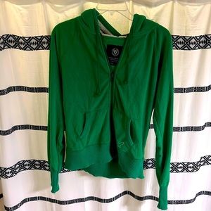 American Eagle kelly green fleece zip up hoodie large girls